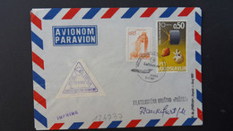 LETTRE TP EXPO 67 0,50 + BATEAU 0,05 OBL.25.8 1967 ZAGREB PRVI LET ZAGREB MUNCHEN FRANKFURT Lufthansa + VIGNETTE - Luftpost