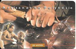 CARTE-PUCE-POLYNESIE-PF-87-30U-GEMA-07/99-SCULTEUR Sur BOIS-UTILISE-TBE - Polynésie Française