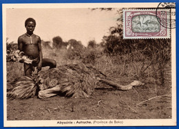 1005.ETHIOPIA 1930'S REAL PICTURE POSTCARD.OSTRICHE SC. 129 C.T.O. - Etiopia