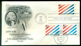 USA 1982 FDC 200th Year Diplomatic Relations Netherland-United States Combined Issue With Netherlands - 1981-1990