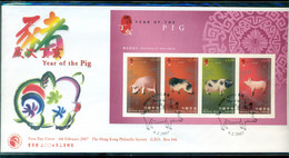 Hong Kong 2007 FDC Year Of The Ox Souvenir Sheet Scott 1252b Mint In Original Cellophane Cover - FDC