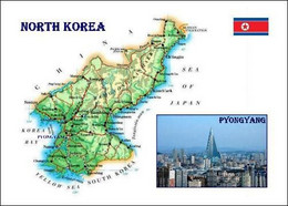 North Korea Country Map New Postcard * Carte Geographique * Landkarte - Korea, North