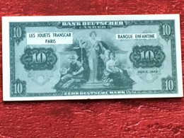 Un Carnet Complet 10 Billets De 10 DMark De La Société Des Banque Enfantine ,Les Jouets Jeu Transcar, Monnaie-Fictifs - Fictifs & Spécimens
