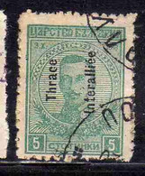 THRACE GREECE TRACIA GRECIA 1920 BULGARIAN STAMPS INTERALLIEE OVERPRINTED TSAR BORIS III 5s USED USATO OBLITERE' - Thrakien