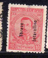 THRACE GREECE TRACIA GRECIA 1920 BULGARIAN STAMPS INTERALLIEE OVERPRINTED TSAR BORIS III 10s MH - Thracië