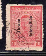 THRACE GREECE TRACIA GRECIA 1920 BULGARIAN STAMPS INTERALLIEE OVERPRINTED TSAR BORIS III 10s USED USATO OBLITERE' - Thracië