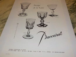 ANCIENNE PUBLICITE VERRES CRISTAL   BACCARAT  1958 - Other & Unclassified