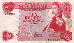 Mauritius 10 Rupees ND 1967 REPLACEMENT Z/1 VF P-31c RARE NOTE "free Shipping Via Registered Air Mail" - Maurice