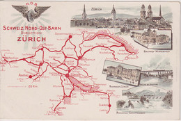 GERMANY - N.O.B - Schweiz. Nord-Ost-Bahn Direction Zurich - Unused Undivided Rear - Maps
