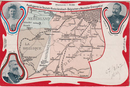 GERMANY - NETHERLANDS - BELGIUM Ausflug Im....u. Neutralen Grenzgebiet. Map & Royal Families. VG Postmarks 1907 - Royal Families