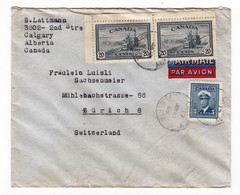 Lettre 1849 Alberta Calgary Canada Zurich Switzerland Suisse Lattmann Luisli Sachsenmeier - Covers & Documents