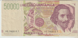 81-Banconota Italia Repubblica L.50.000 Bernini-falsa D'epoca-circolata - [ 8] Fictifs & Specimens