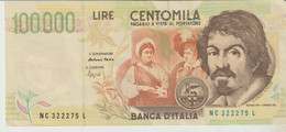 82-Banconota Italia Repubblica L100.000 Caravaggio-falsa D'epoca-Quasi Fior Di Stampa - [ 8] Falsi & Saggi