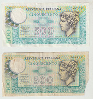 75-Banconota Italia Repubblica L.500 Mercurio Splendida + 1 Con Angolo Rotto In Omaggio - Otros & Sin Clasificación