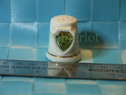 Ancien Dé A Coudre - Porcelaine - Blason New Jersey USA + Gold Ring- - Mercerie Couture Broderie - Ditali Da Cucito