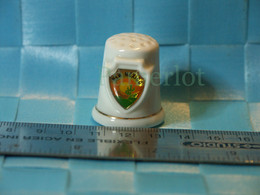 Ancien Dé A Coudre - Porcelaine - Blason New Mexico USA + Gold Ring- - Mercerie Couture Broderie - Thimbles