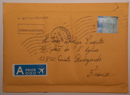 Charleroi, Envoi Insuffisamment Affranchi Avec Tampons +de5mm Et 3timbres Europe + Sticker Au Verso - Covers & Documents