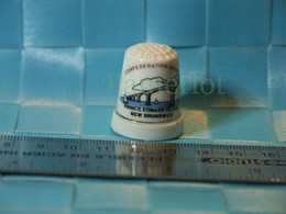 Ancien Dé A Coudre -Porcelaine- Theme: Confederation Bridge, PEI - Gold Ring - Mercerie Couture Broderie - Dedales