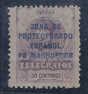 ESPAÑA/MARRUECOS 1917/18 - Edifil #T12 Telegrafos - MNH ** - Variedad: Taladrado En Medio, MUY RARO!... - Marruecos Español