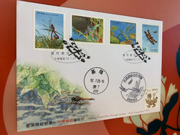 Taiwan Stamp Dragonfly FDC In Regd Cover With Special Chops - Cartas & Documentos