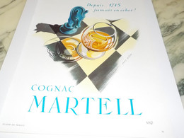 ANCIENNE PUBLICITE JAMAIS EN ECHEC COGNAC MARTELL  1952 - Alcools