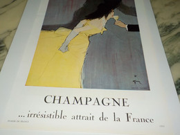 ANCIENNE PUBLICITE ATTRAIT DE LA FRANCE CHAMPAGNE 1950 - Alcools