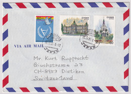 Japan Mischfrankatur Auf Brief Gelaufen Von Japan In Die Schweiz - Cartas