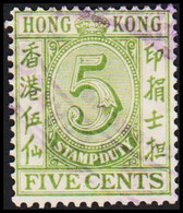 1938. HONG KONG STAMP DUTY. FIVE CENTS. Office Cancel. (Michel 16) - JF523678 - Stempelmarke Als Postmarke Verwendet