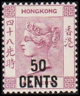 1891. HONG KONG. Victoria 50 CENTS On 48 CENTS. Watermark CA. Hinged. Beautiful Stamp. Signe... (Michel 49 I) - JF523700 - Neufs