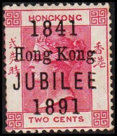 1891. HONG KONG. Victoria 1841 Hong Kong JUBILEE 1891 On TWO CENTS. Watermark CA. Hinged. Rare... (Michel 51) - JF523702 - Ungebraucht