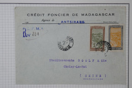 BA10 MADAGASCAR   BELLE  LETTRE  RECOM. PRIVEE 1931  ANTISRABE   POUR CHOISY  FRANCE  +CACHET CIRE + AFFRANC. INTERESANT - Brieven En Documenten