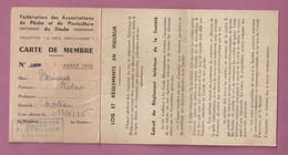 Association La Gaule Mortuaissienne Carte De Membre 1956 - Pêche, Morteau, Doubs - Tessere Associative