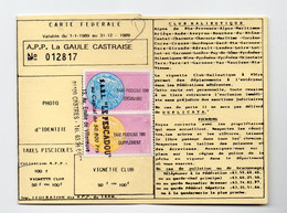 Castres (81 Tarn) Carte De Pêche   1989 Avec  Timbres Fiscaux   (PPP38318) - Brieven En Documenten