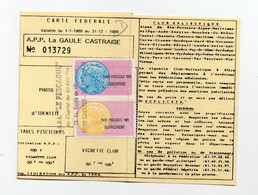 Castres (81 Tarn) Carte De Pêche   1989 Avec  Timbres Fiscaux   (PPP38319) - Briefe U. Dokumente