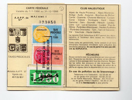 Mazamet  (81 Tarn) Carte De Pêche   1986 Avec  Timbres Fiscaux   (PPP38320) - Brieven En Documenten