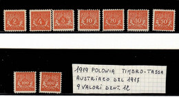 Polonia 1919 -- Servizi -- ( Unif.22/30) * MLH - Dienstzegels