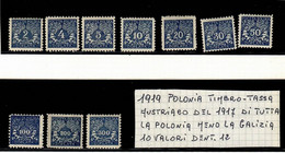 Polonia 1919 -- Servizi -- ( Unif.13/21) * MLH - Dienstzegels