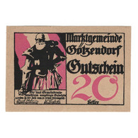 Billet, Autriche, Götzendorf N.Ö. Marktgemeinde, 20 Heller, N.D, 1920 - Autriche