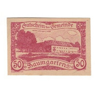 Billet, Autriche, Baumgarten O.Ö. Gemeinde, 50 Heller, Texte 1, 1920 - Autriche