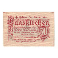 Billet, Autriche, Gunskirchen O.Ö. Gemeinde, 50 Heller, Batiment 1, 1920 - Autriche