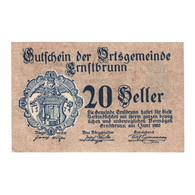 Billet, Autriche, Ernstbrunn N.Ö. Ortsgemeinde, 20 Heller, Texte, 1921 - Autriche