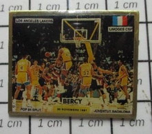 512a Pin's Pins / Beau Et Rare / THEME : SPORTS / BASKET-BALL MATCH BERCY LIMOGES CSP LOS ANGELES LAKERS 1991 - Basketball