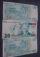 TURKEY , P  219 , 20 Lira , 2005 , UNC  Neuf , 3 Notes - Turkey