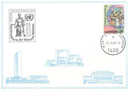 UNO WIEN, Weiße Karte Mi. Nr. 84, Ausstellungskarte Mit Erinnerungsstempel Solingen 1989 - Cartas