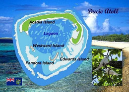 Pitcairn Ducie Island Map Postcard * Carte Geographique * Landkarte - Pitcairn Islands
