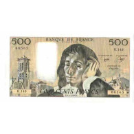 France, 500 Francs, Pascal, 1982, R.149, TTB, Fayette:71.26, KM:156e - 500 F 1968-1993 ''Pascal''