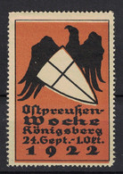 Germany 1922 Poster Stamp Vignette Reklamemarke Ostpreußen Woche Königsberg Kaliningrad Coat Of Arms - Fantasy Labels