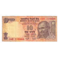 Billet, Inde, 10 Rupees, 2007, KM:95d, TB - India