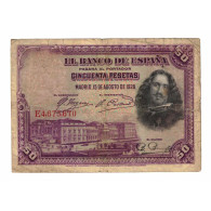 Billet, Espagne, 50 Pesetas, 1928, 1928-08-15, KM:75a, TB - 1873-1874 : Eerste Republiek