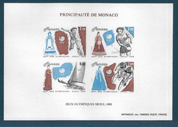 Monaco, Bloc Non Dentelé N°42a** J.O De Séoul. Tennis, Voile, Cyclisme. Cote 350€. - Errors And Oddities